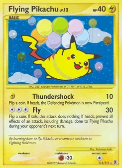 Flying Pikachu card from Rising Rivals, number 113/111