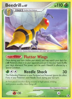 Beedrill card from Rising Rivals, number 15/111