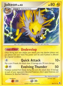 Jolteon card from Rising Rivals, number 26/111