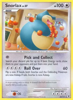 Snorlax card from Rising Rivals, number 33/111
