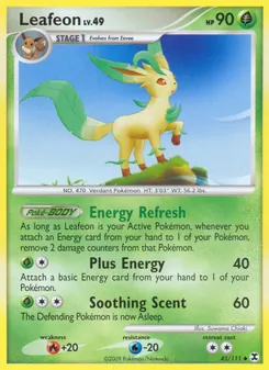 Leafeon card from Rising Rivals, number 45/111