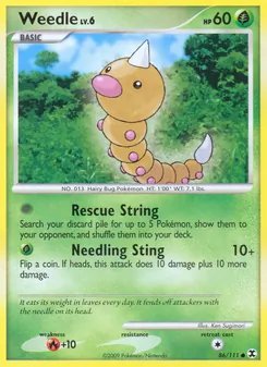 Weedle card from Rising Rivals, number 86/111
