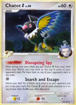 Chatot G card from Supreme Victors, number 54/147