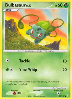 Bulbasaur card from Supreme Victors, number 93/147