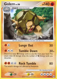 Golem card from Arceus, number 19/99