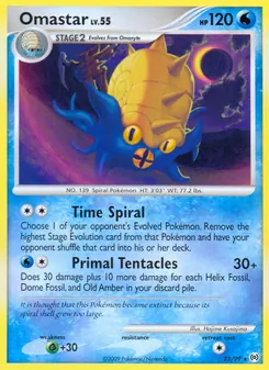 Omastar card from Arceus, number 23/99
