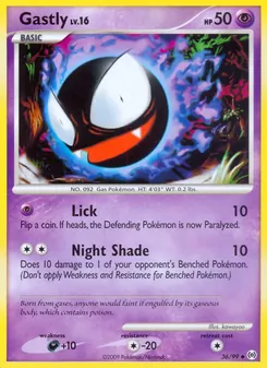 Gastly card from Arceus, number 36/99