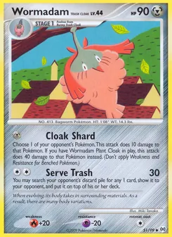 Wormadam Trash Cloak card from Arceus, number 51/99