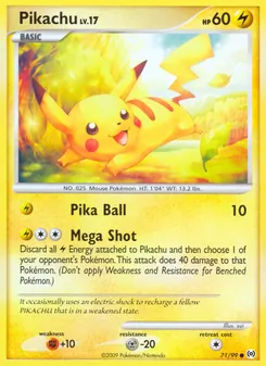 Pikachu card from Arceus, number 71/99