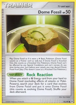 Dome Fossil card from Arceus, number 92/99