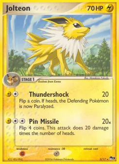 Jolteon card from POP Series 3, number 3/17