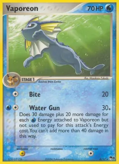 Vaporeon card from POP Series 3, number 6/17