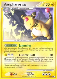 Ampharos card from POP Series 7, number 1/17