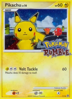 Pikachu card from Pokémon Rumble, number 7/16