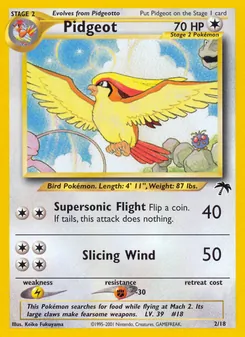 Pidgeot card from Southern Islands, number 2/18