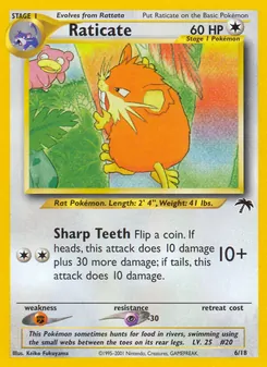Raticate card from Southern Islands, number 6/18