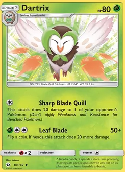 Dartrix card from Sun & Moon, number 10/149