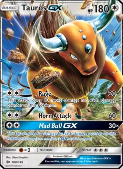Tauros GX card from Sun & Moon, number 100/149