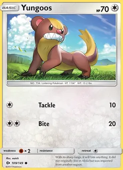 Yungoos card from Sun & Moon, number 109/149