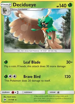 Decidueye card from Sun & Moon, number 11/149