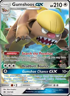 Gumshoos GX card from Sun & Moon, number 110/149