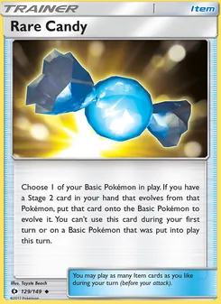 Rare Candy card from Sun & Moon, number 129/149