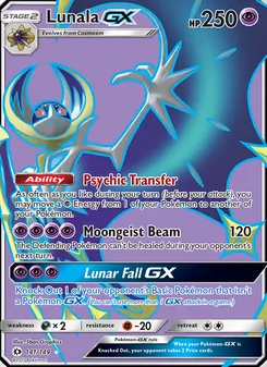 Lunala GX card from Sun & Moon, number 141/149