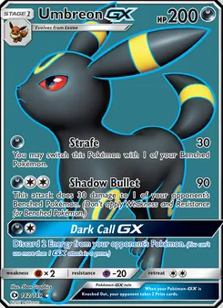 Umbreon GX card from Sun & Moon, number 142/149