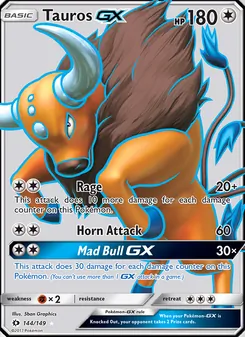 Tauros GX card from Sun & Moon, number 144/149