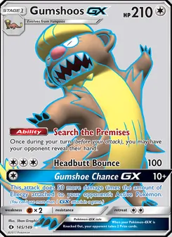 Gumshoos GX card from Sun & Moon, number 145/149