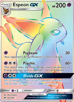 Espeon GX card from Sun & Moon, number 152/149