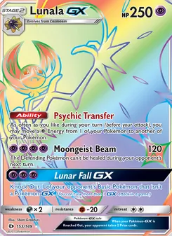 Lunala GX card from Sun & Moon, number 153/149
