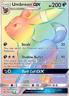 Umbreon GX card from Sun & Moon, number 154/149