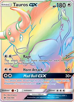 Tauros GX card from Sun & Moon, number 156/149