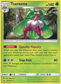 Tsareena card from Sun & Moon, number 20/149