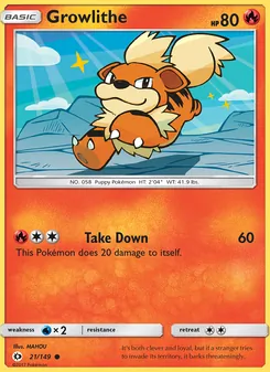 Growlithe card from Sun & Moon, number 21/149