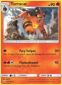 Torracat card from Sun & Moon, number 25/149