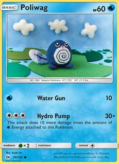 Poliwag card from Sun & Moon, number 30/149