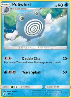 Poliwhirl card from Sun & Moon, number 31/149