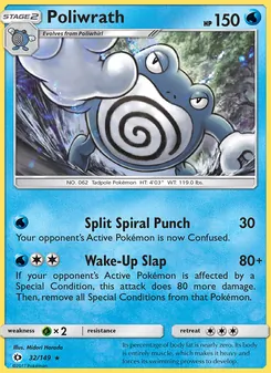 Poliwrath card from Sun & Moon, number 32/149