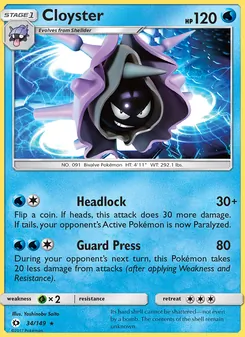 Cloyster card from Sun & Moon, number 34/149
