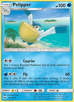 Pelipper card from Sun & Moon, number 38/149