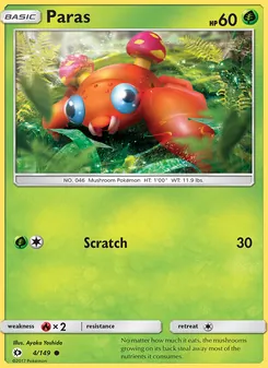 Paras card from Sun & Moon, number 4/149
