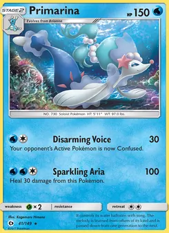 Primarina card from Sun & Moon, number 41/149