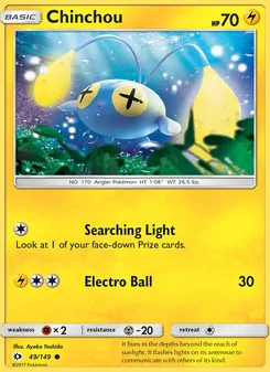 Chinchou card from Sun & Moon, number 49/149