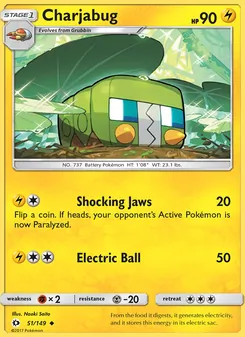 Charjabug card from Sun & Moon, number 51/149