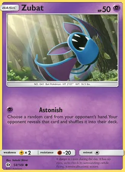 Zubat card from Sun & Moon, number 54/149