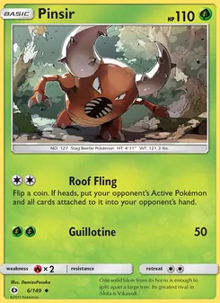 Pinsir card from Sun & Moon, number 6/149