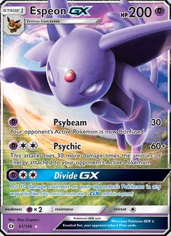Espeon GX card from Sun & Moon, number 61/149