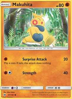 Makuhita card from Sun & Moon, number 67/149